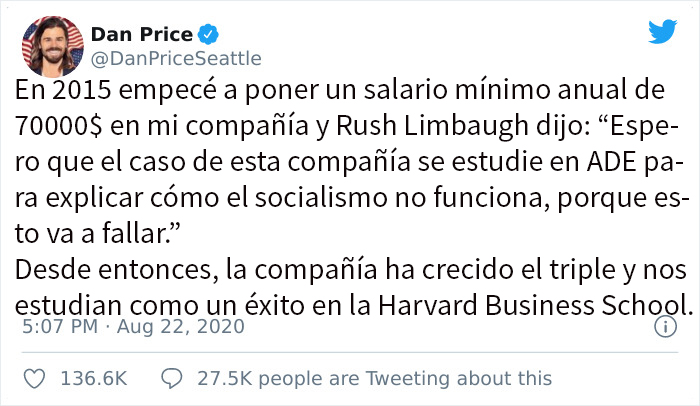 Este director ejecutivo se recortó 1$ millón de su salario para que sus empleados cobraran un mínimo de 70000$ en 2015, y ahora explica cómo ha afectado a su compañía