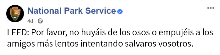 El servicio de Parques Nacionales comparte un divertido aviso sobre qué hacer y qué no en caso de encontrarse con un oso
