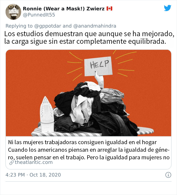 Comparten una ilustración sobre las dificultades de las mujeres en el mundo laboral, y un hombre la cambia para poner su propia versión