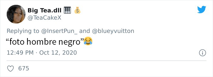 Este falso votante negro de Trump en Twitter olvidó recortar la etiqueta de búsqueda de su foto de perfil, y la gente se ríe de él