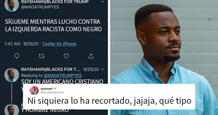 Este falso votante negro de Trump en Twitter olvidó recortar la etiqueta de búsqueda de su foto de perfil, y la gente se ríe de él