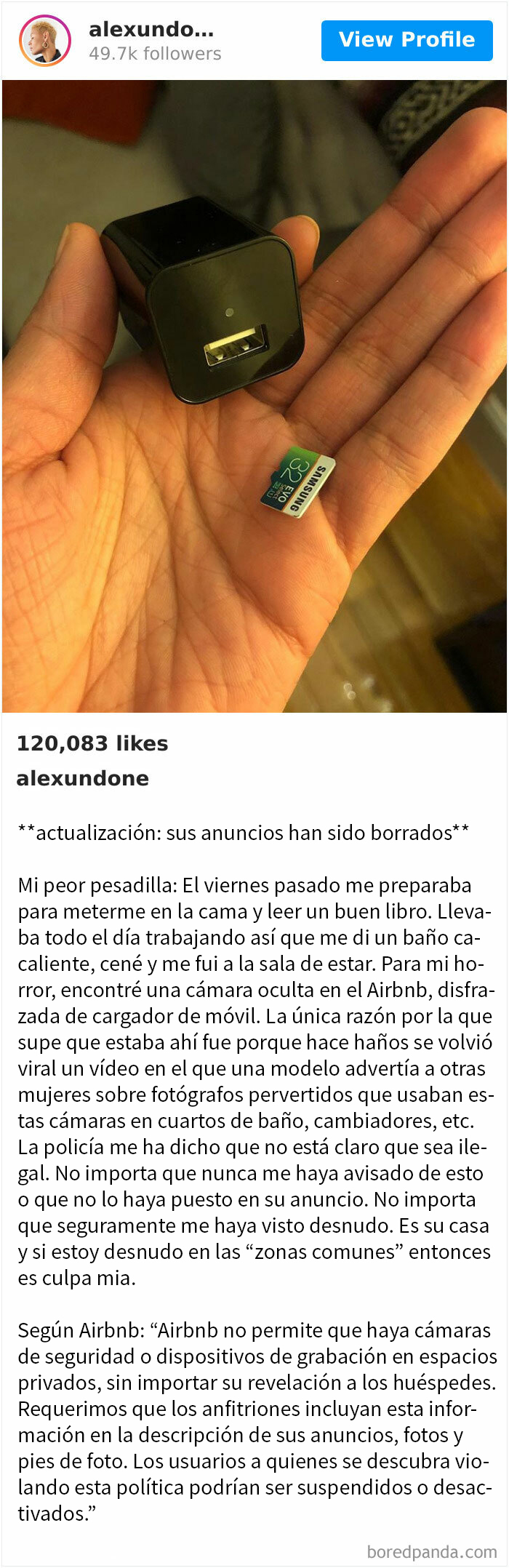 Oculta En Un Cargador En Un Airbnb