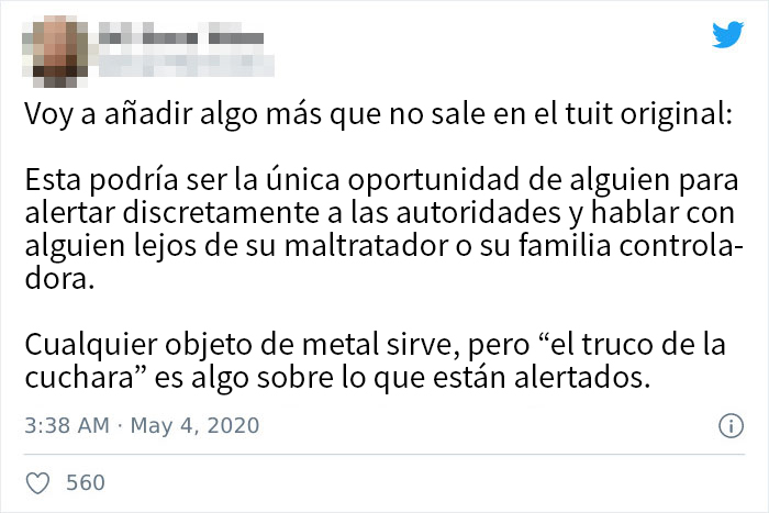 'El truco de la cuchara': comparten un consejo que podría ayudar a las víctimas a escapar de sus maltratadores discretamente