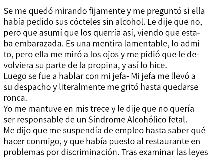 Este camarero le dio en secreto cócteles sin alcohol a una embarazada, y es criticado en internet