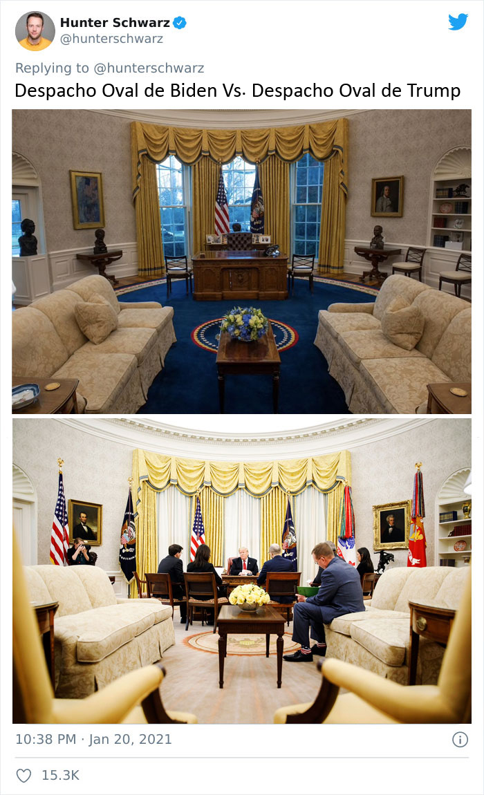18 Imágenes que muestran las diferencias entre Biden y Trump en la decoración del Despacho Oval
