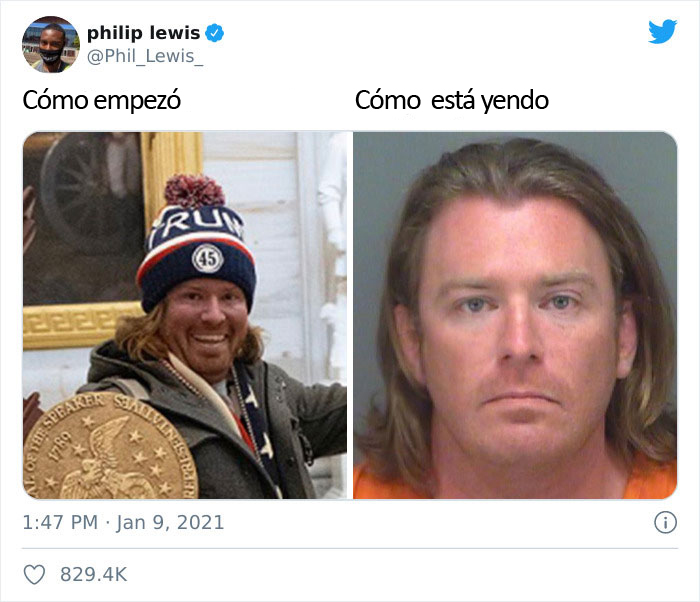 "Cómo empezó Vs. cómo está yendo": La gente está publicando qué pasó con los alborotadores del Capitolio en EEUU desde la revuelta