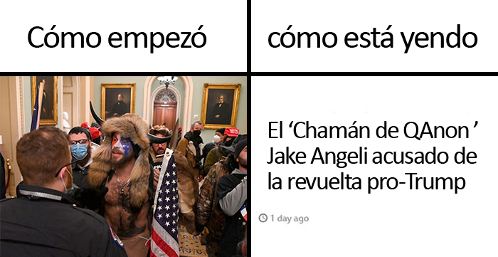 "Cómo empezó Vs. cómo está yendo": La gente está publicando qué pasó con los alborotadores del Capitolio en EEUU desde la revuelta