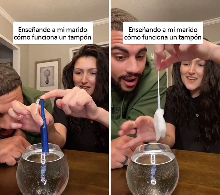 Esta tendencia de TikTok muestra la reacción de los hombres al ver cómo funciona un tampón, y su sorpresa demuestra que necesitan una mejor educación sexual