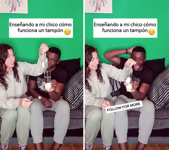 Esta tendencia de TikTok muestra la reacción de los hombres al ver cómo funciona un tampón, y su sorpresa demuestra que necesitan una mejor educación sexual