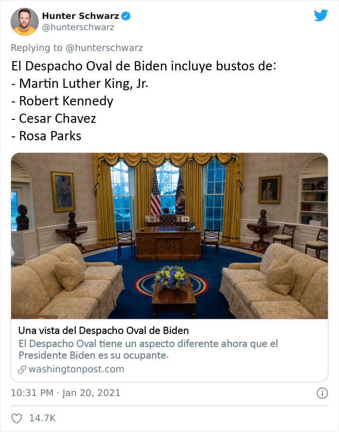 18 Imágenes que muestran las diferencias entre Biden y Trump en la decoración del Despacho Oval