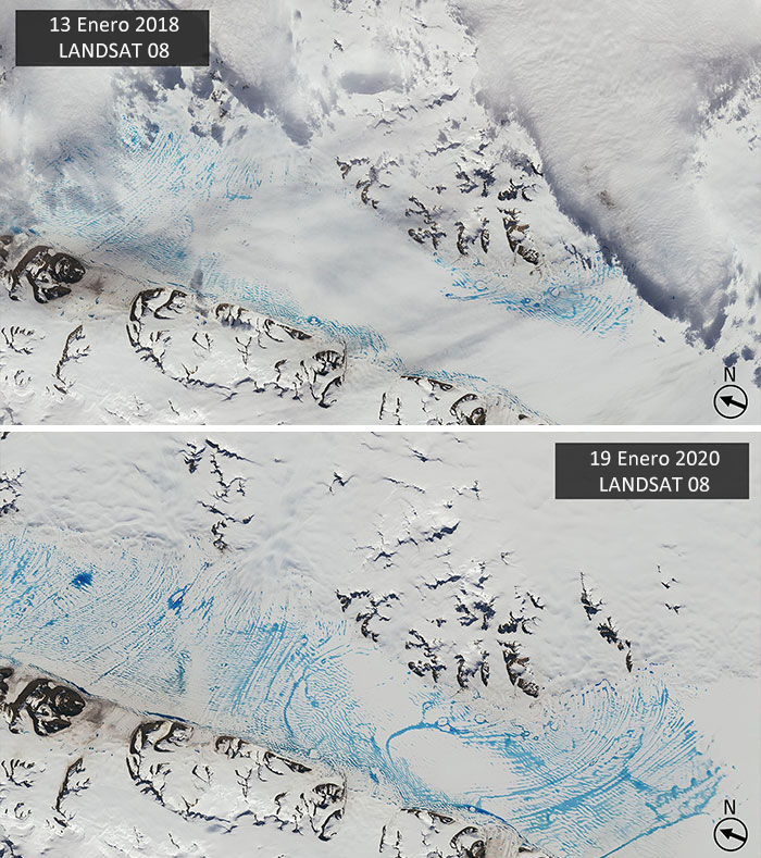Record Pools Of Meltwater On George Vi Ice Shelf, Antarctica