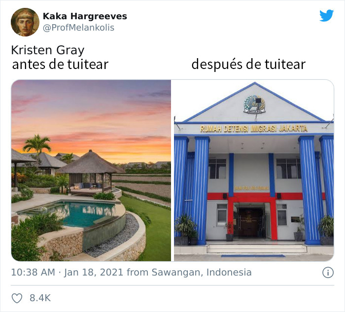 Esta influencer presume en Twitter de lo fácil que es su vida en Bali, y es deportada por ello