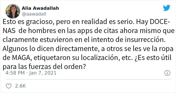 Las mujeres trolean a los agitadores del Capitolio buscándolos en las apps de citas solo para enviar sus datos al FBI