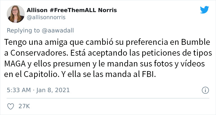 Las mujeres trolean a los agitadores del Capitolio buscándolos en las apps de citas solo para enviar sus datos al FBI