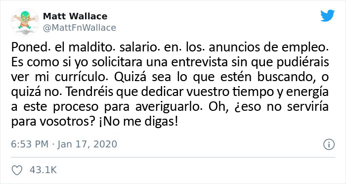 Este hombre explica por qué es malo que las ofertas de empleo no incluyan el salario y se hace viral