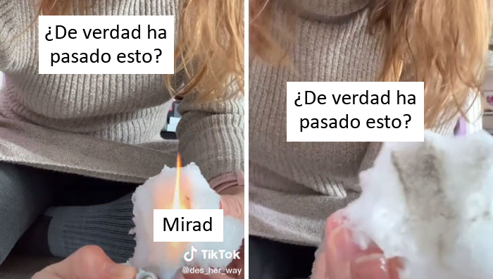 Teóricos de la conspiración afirman que la nieve en Texas es falsa y la queman para demostrar que no se derrite