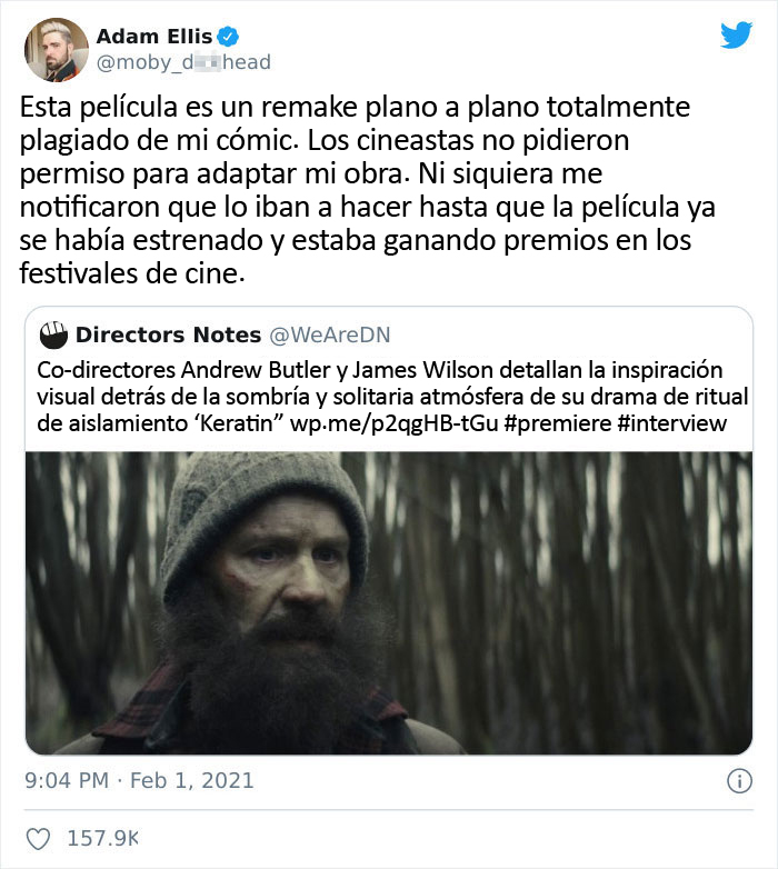 Un dibujante muestra como el creador de una película ha plagiado su idea original sin darle crédito alguno