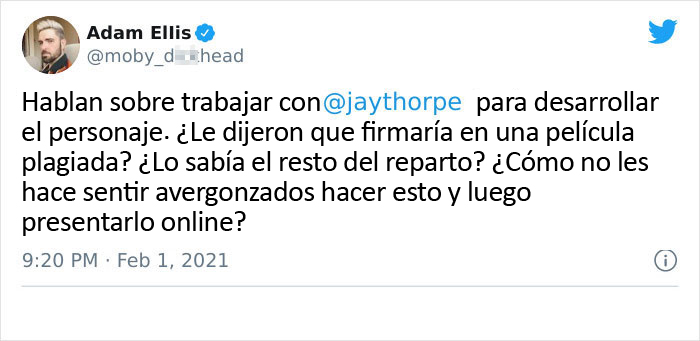 Un dibujante muestra como el creador de una película ha plagiado su idea original sin darle crédito alguno