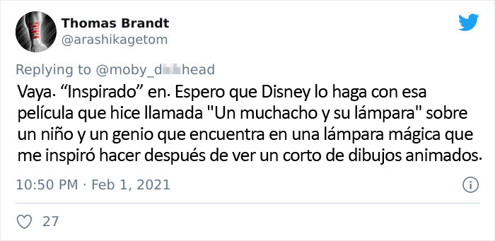 Un dibujante muestra como el creador de una película ha plagiado su idea original sin darle crédito alguno