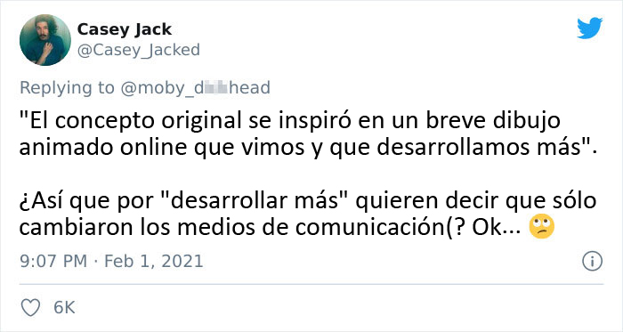 Un dibujante muestra como el creador de una película ha plagiado su idea original sin darle crédito alguno