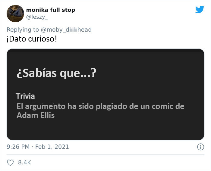 Un dibujante muestra como el creador de una película ha plagiado su idea original sin darle crédito alguno