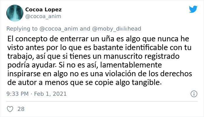 Un dibujante muestra como el creador de una película ha plagiado su idea original sin darle crédito alguno