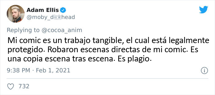 Un dibujante muestra como el creador de una película ha plagiado su idea original sin darle crédito alguno