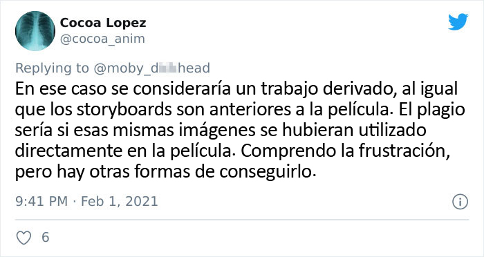 Un dibujante muestra como el creador de una película ha plagiado su idea original sin darle crédito alguno