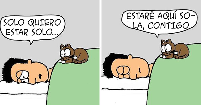 Este artista resume su vida con un gato en 20 cómics