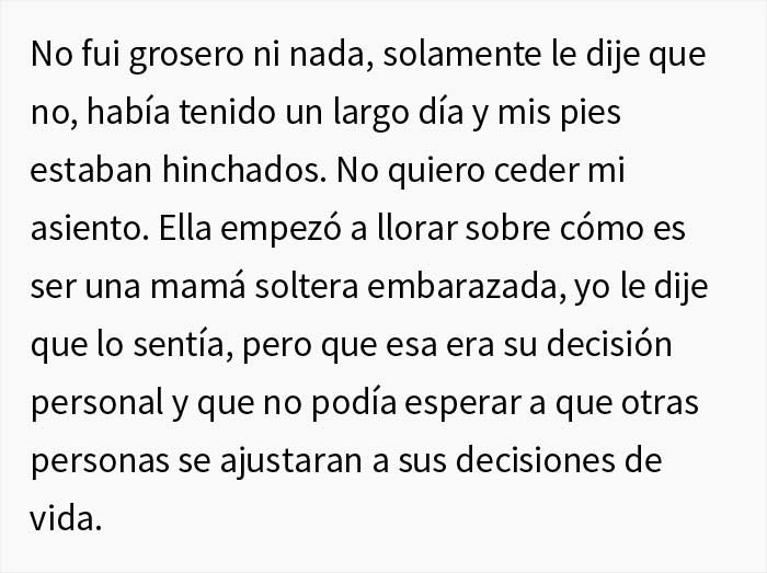 Este hombre comparte sus razones para negarse a ceder el asiento del autobús a una embarazada, pero la gente no está convencida