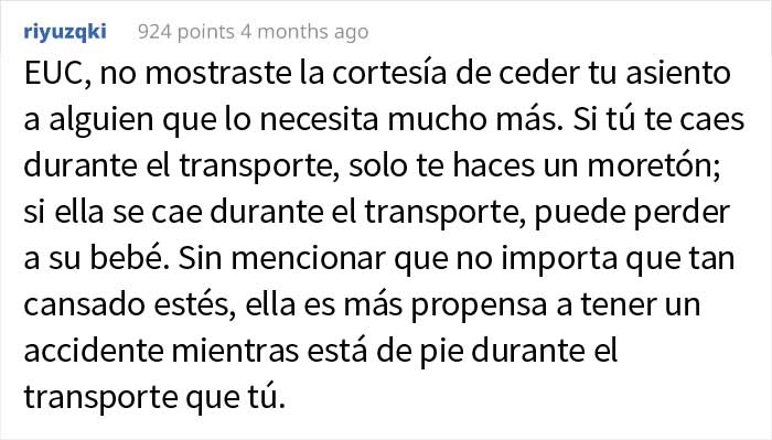 Este hombre comparte sus razones para negarse a ceder el asiento del autobús a una embarazada, pero la gente no está convencida