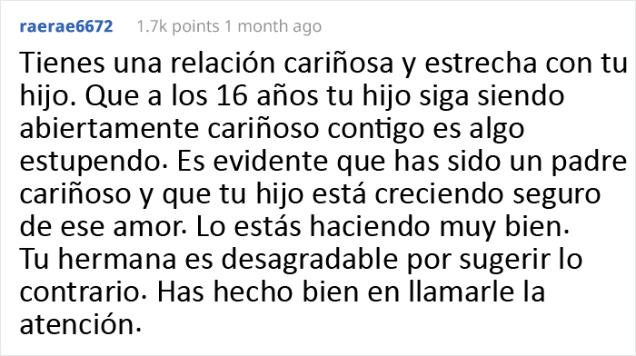 Este padre se pregunta si se equivocó al enfadarse con su hermana cuando ella le llamó "asqueroso y pervertido" por abrazar a su hijo