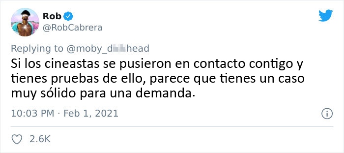 Un dibujante muestra como el creador de una película ha plagiado su idea original sin darle crédito alguno