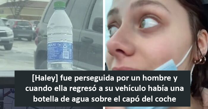 Esta mujer grabó a un desconocido dejando una botella de agua sobre su coche, y otra mujer le explica que es una táctica usada por los traficantes de personas