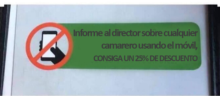 Delate a su camarero, 25% de descuento en su cuenta y saliva en su bebida