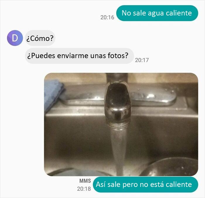El casero quiere una foto de prueba de que no hay agua caliente