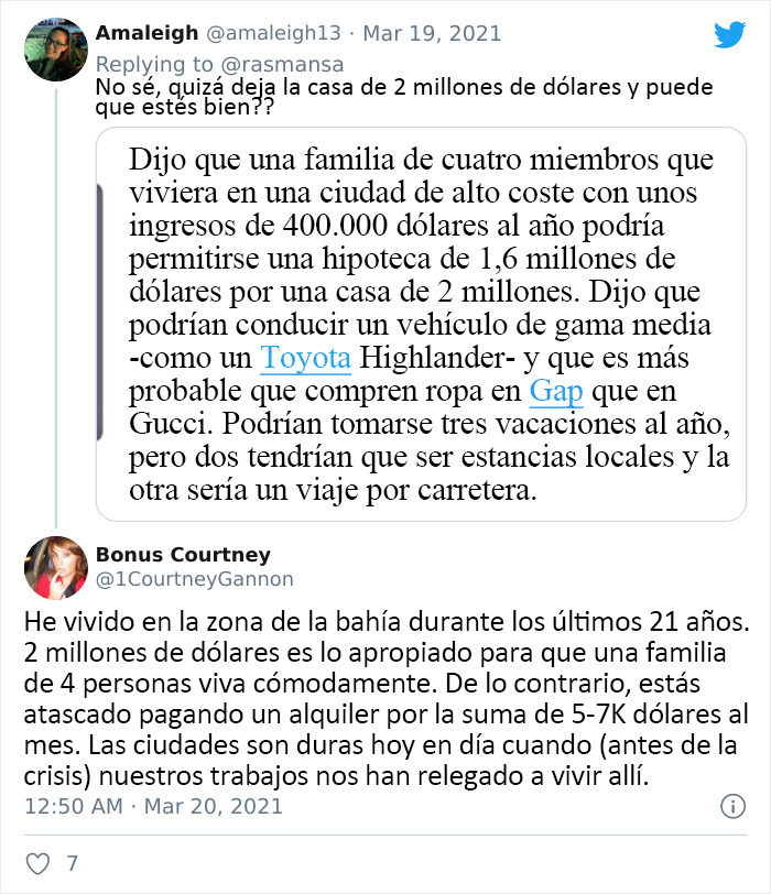 "Esta gente no tiene ni idea de lo que es pasar dificultades": Twitter se burla de un artículo que explica las dificultades de quienes ganan 400000$ al año