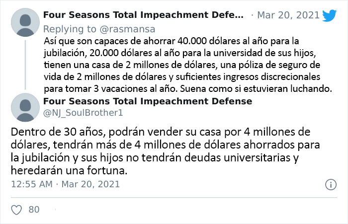 "Esta gente no tiene ni idea de lo que es pasar dificultades": Twitter se burla de un artículo que explica las dificultades de quienes ganan 400000$ al año