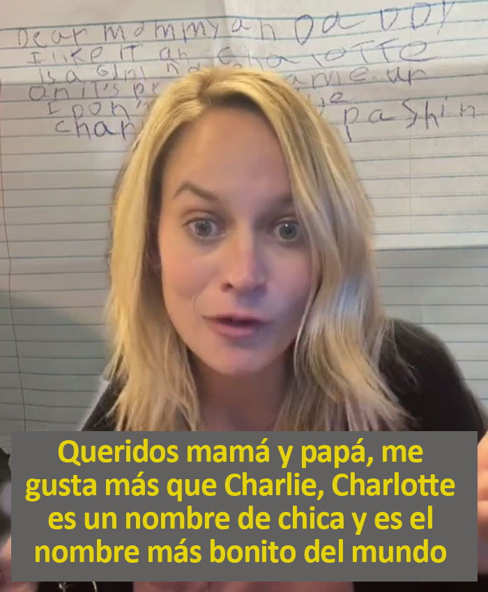 Esta niña de 5 años escribió a sus padres una persuasiva carta exigiendo que le cambiaran el nombre
