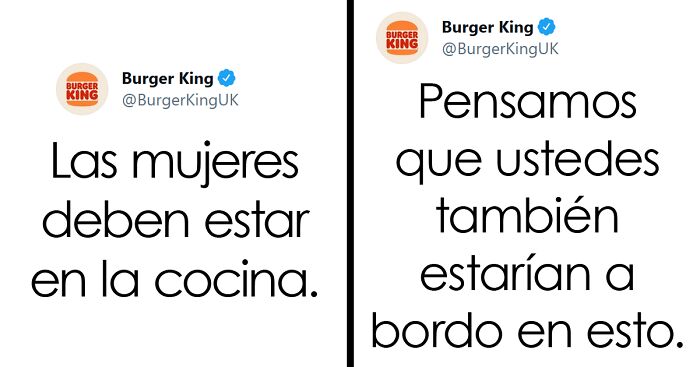 Burger King UK tuitea que «las mujeres deben estar en la cocina» en el Día Internacional de la Mujer