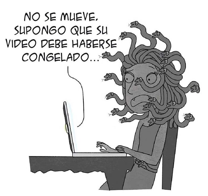 Medusa después de ver su propia cara en Zoom