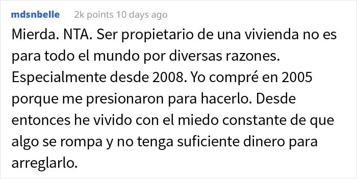Esta persona llamó la atención a unos compañeros arrogantes que decían que vivir de alquiler con más de 30 años es de "fracasados"