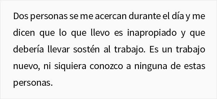 Esta mujer no lleva sostén en el trabajo a pesar de las quejas de sus compañeros, y pregunta si es idiota por ello