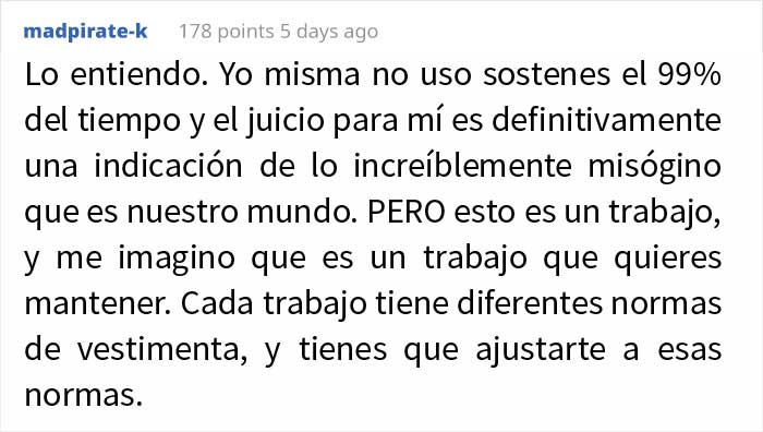 Esta mujer no lleva sostén en el trabajo a pesar de las quejas de sus compañeros, y pregunta si es idiota por ello