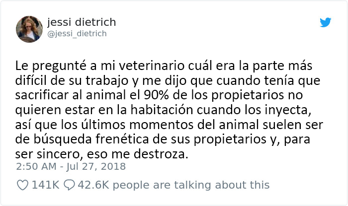 Este veterinario comparte las cosas más emocionalmente agotadoras en su trabajo, peor que sacrificar a los animales