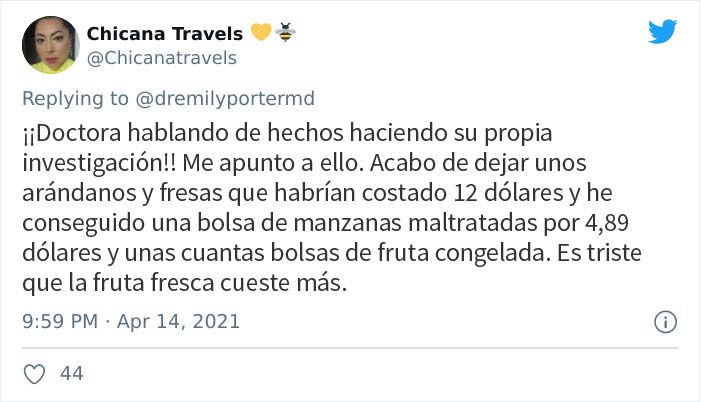 Un tuit en el que se dice que la comida poco saludable es más barata desató esta discusión en los comentarios