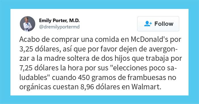 Un tuit en el que se dice que la comida poco saludable es más barata desató esta discusión en los comentarios