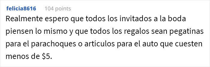 Esta novia pidió a sus invitados regalos de $400 y es criticada en internet