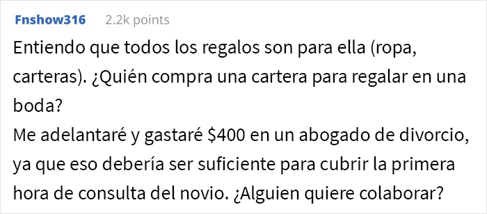 Esta novia pidió a sus invitados regalos de $400 y es criticada en internet