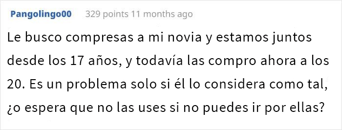 Este novio se negó a comprar compresas a su novia y se enfada cuando ella le hace notar su frágil masculinidad